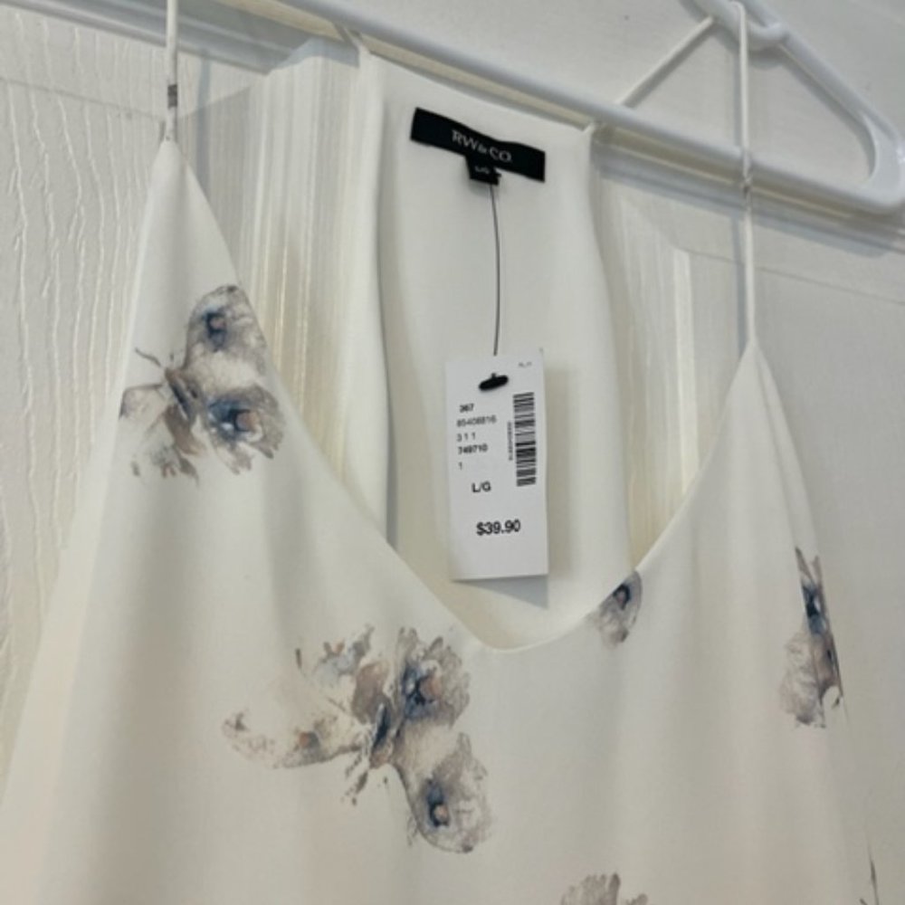 NWT RW&CO White Floral Print Camisole